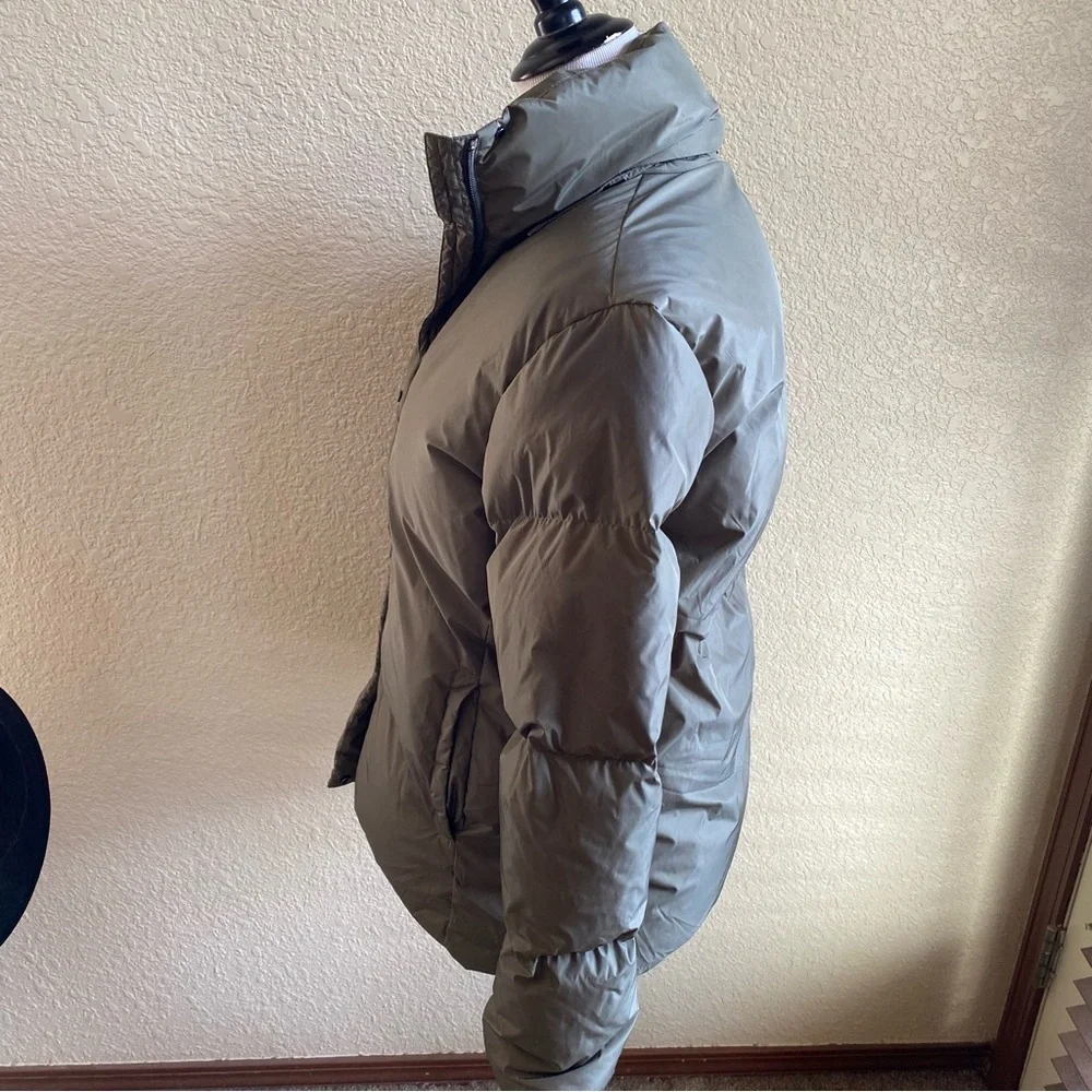 Jenni Kayne Olive Green Puffer Coat Jacket Down Filled Quilted Mid Length: XS - Picture 3 of 15